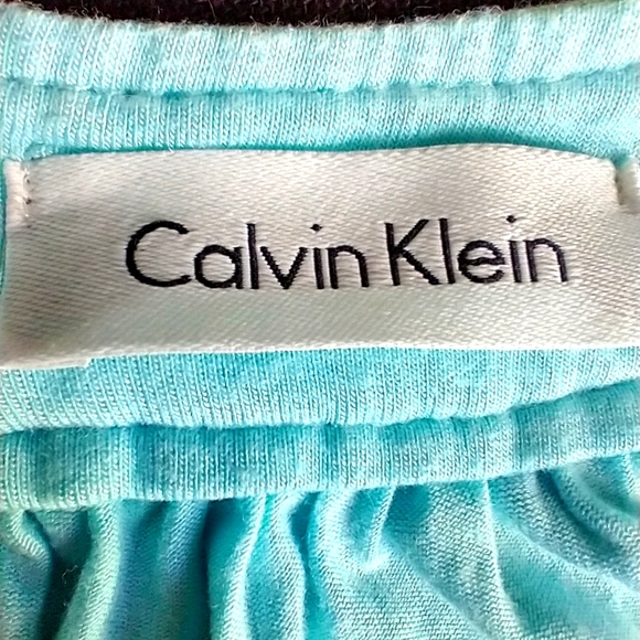 CALVIN KLEIN WOMEN'S DRESS SIZE 14 AQUA BLUE SLEEVELESS FLORAL COTTON LACE FRONT - Picture 4 of 11